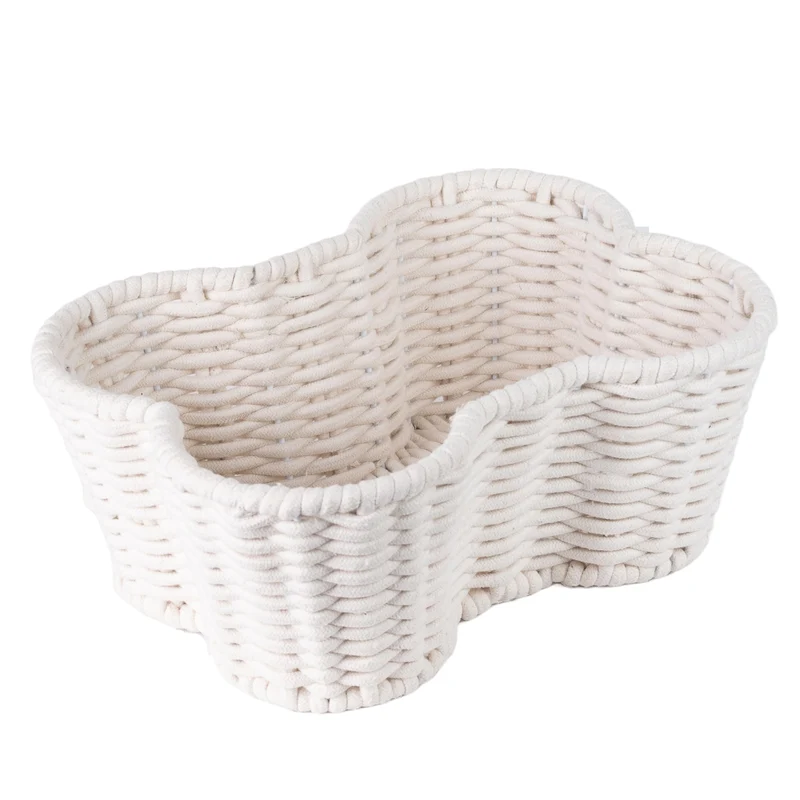 OtterPets Panier de Jouets pour Chiens et Chats – Panier en Corde de Coton, Forme Os, 17x13 pouces