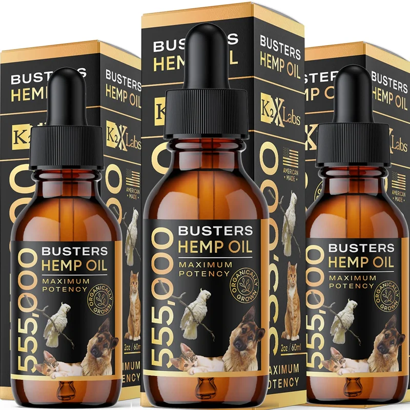 K2xLabs Lot triple – Huile de chanvre bio pour chiens et animaux, 6 mois, flacon 60 ml – Omegas 3/6/9, soutien des articulations et calme