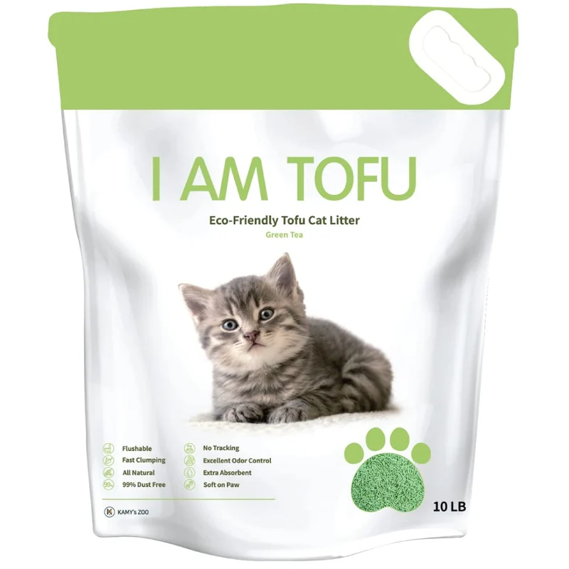 I AM TOFU - Litière pour chat au tofu biodégradable et sans poussière (10 L, Thé vert) – KAMY's ZOO