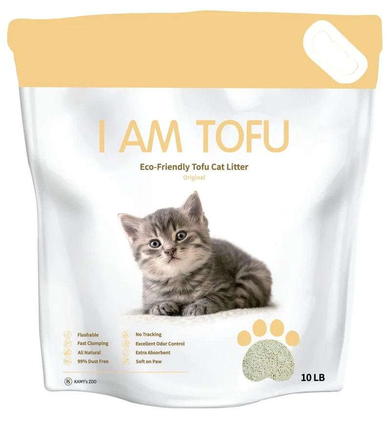 I AM TOFU — Litière pour chat naturelle, biodégradable et sans poussière, 10 livres, grumeaux instantanés