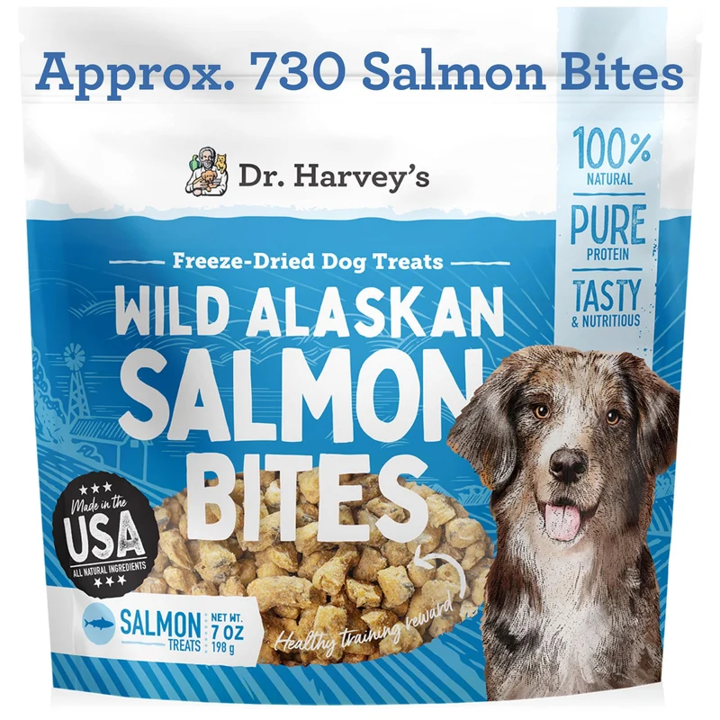 Dr. Harvey's Bouchées Saumon Sauvage d’Alaska – Friandises pour Chiens, 7 onces