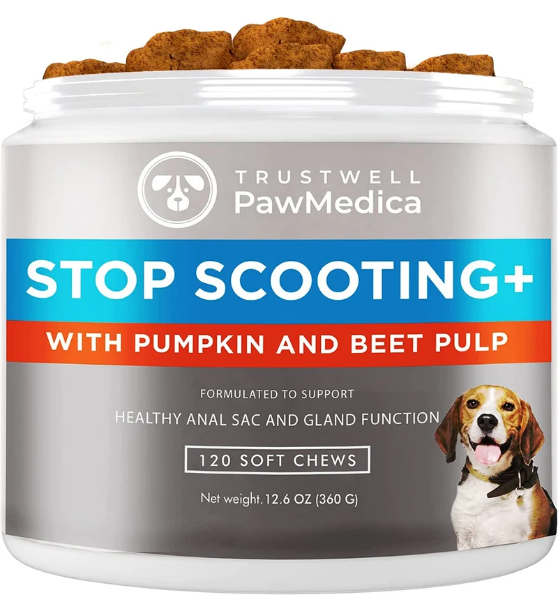 TRUSTWELL PAWMEDICA – Friandises digestives et soutien des glandes anales pour chiens (120 bouchées à la citrouille)