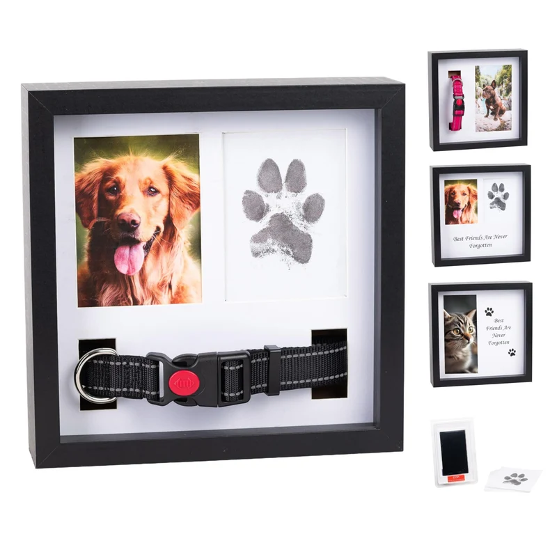 OtterPets Kit Empreinte Patte Chien – Cadre Mémorial 9x9, 4 Supports Personnalisables