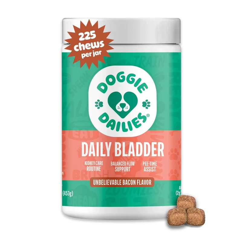 Doggie Dailies – Complément Cranberry pour Chiens Saveur Bacon – Soutien Vessie et Rein – 225 Gommes