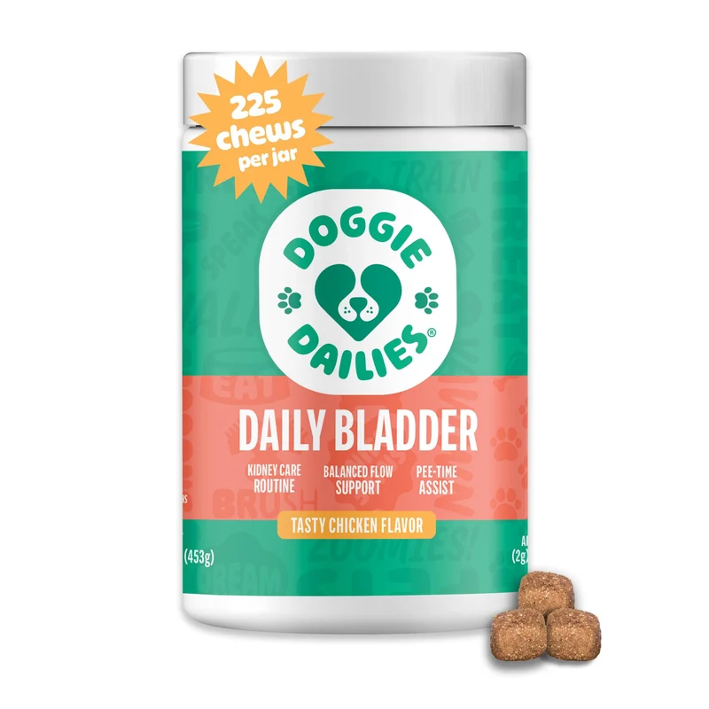 Doggie Dailies Cranberry – Supplément pour Chiens (Poulet) | Soutien Vessie, Voies Urinaires et Reins – 225 Bouchées Molles Saveur Bacon