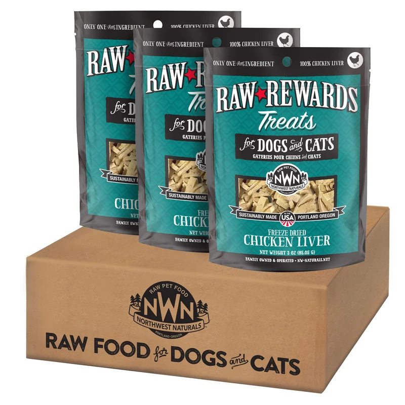 Northwest Naturals Friandises Foie de Poulet Lyophilisé – Morceaux Miniatures pour Chiens et Chats | 1 Ingrédient, Qualité Humaine, Fabriqué aux USA, Pack de 3 x 3 oz