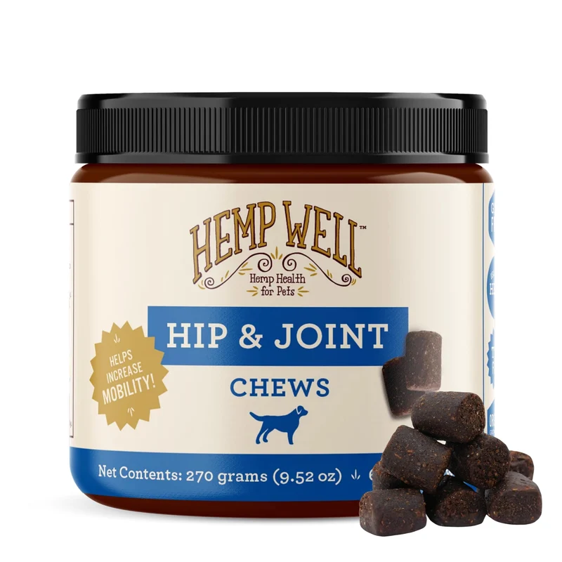 Hemp Well – Bouchées molles pour hanches et articulations des chiens – soutien mobilité biologique (60 bouchées)