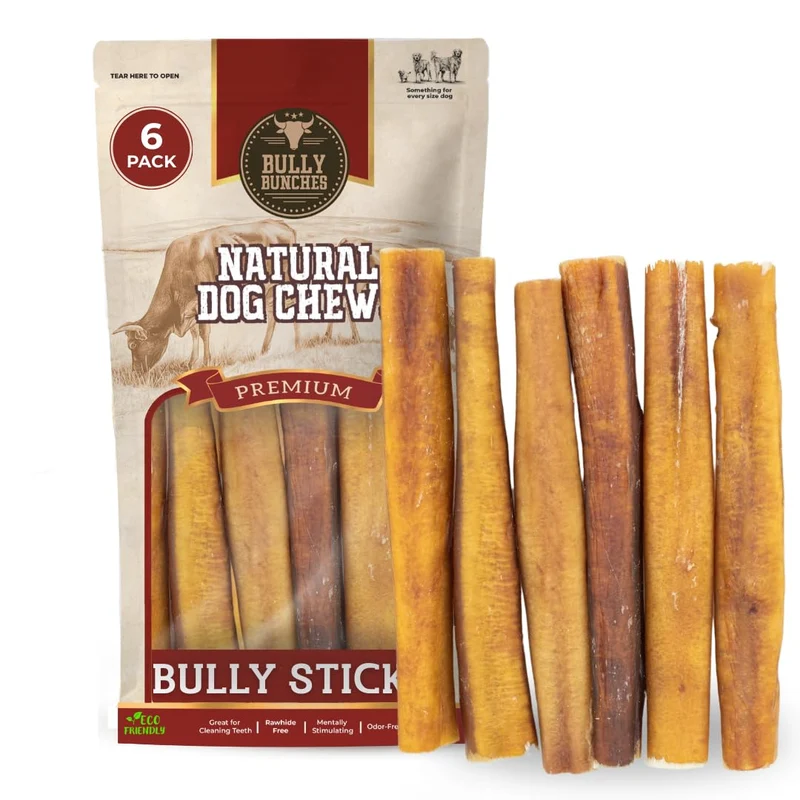 Bully Bunches Os Jumbo 6 Pouces Sans Odeur – Pack de 6 pour Chiens Moyens et Grands | 100% Bœuf, Sans Rawhide