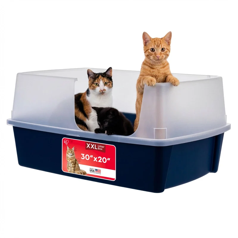IRIS USA XX-Large Boîte à Litière pour Chats – Ouverte, Grand Format, 30 po x 20 po x 14 po, Navy