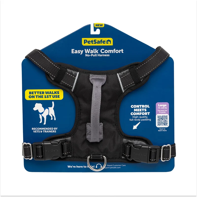 PetSafe Easy Walk Comfort Harnais anti-tirage pour chien – Grand – Noir