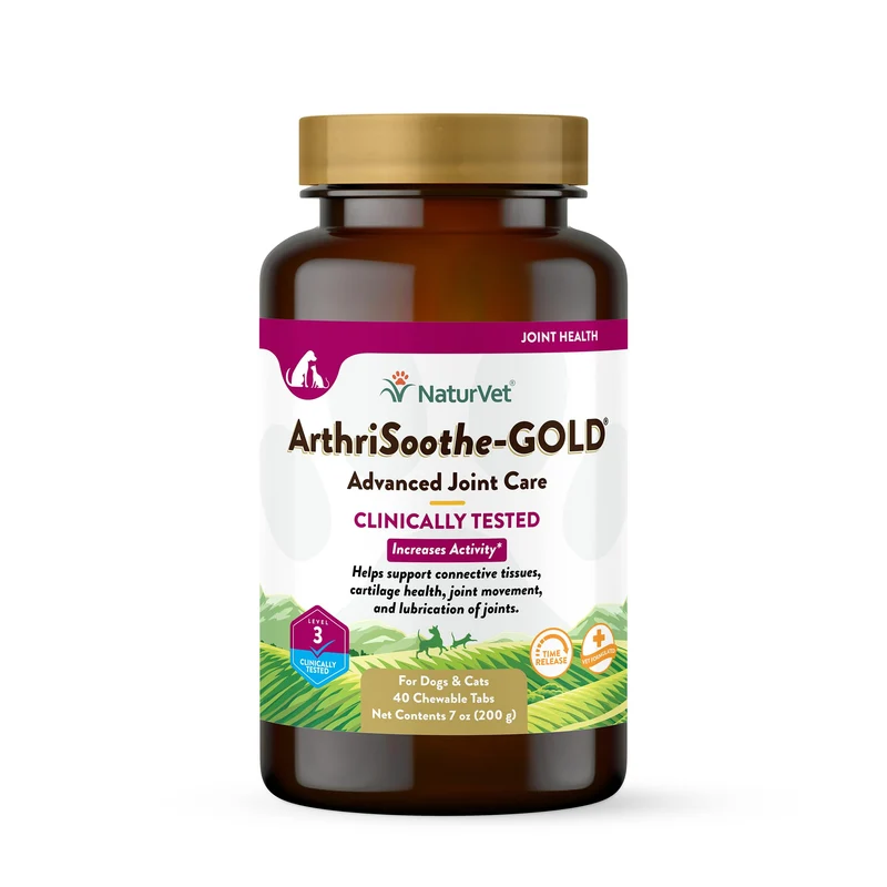 NaturVet ArthriSoothe-Gold Niveau 3 – Soutien avancé des articulations pour chiens et chats