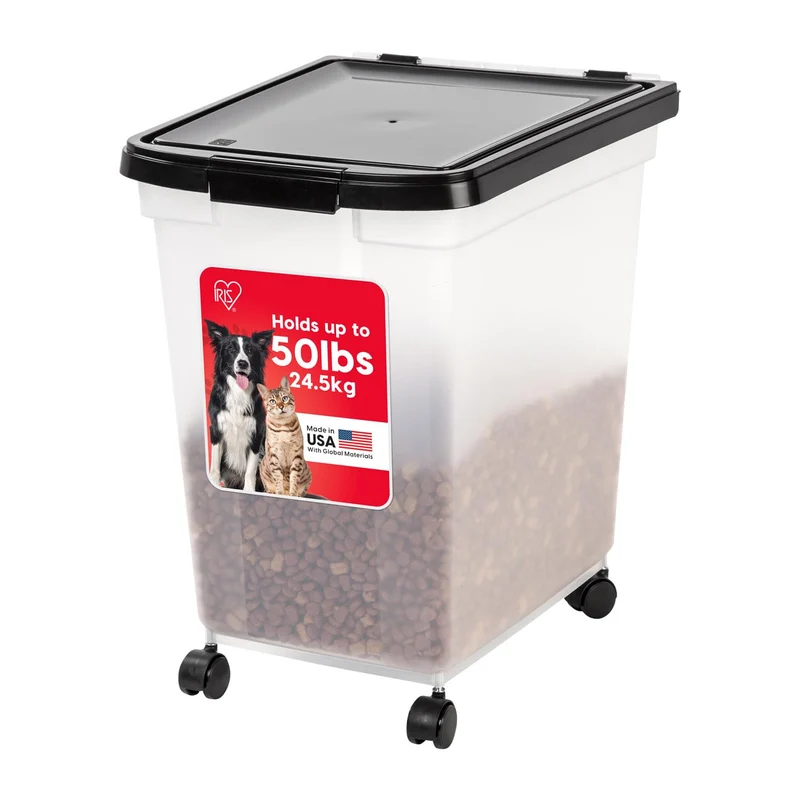 IRIS WeatherPro Conteneur Hermétique pour Aliments d’Animaux – jusqu’à 50 livres, Roues Amovibles, Made in USA