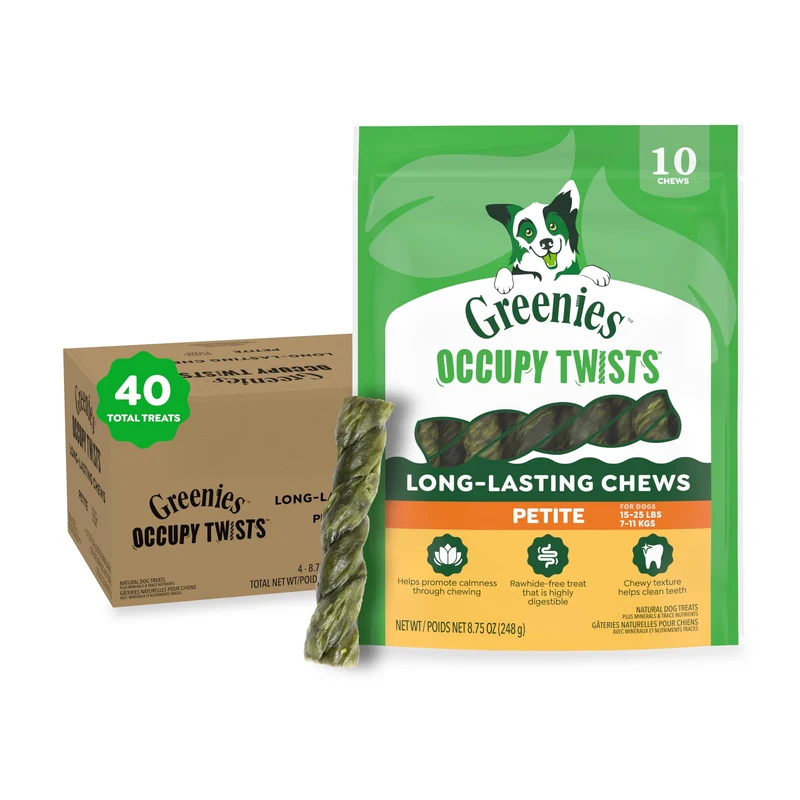 Greenies Occupy Twists — Friandises dentaires naturelles au poulet, Petite Taille, 40 pièces