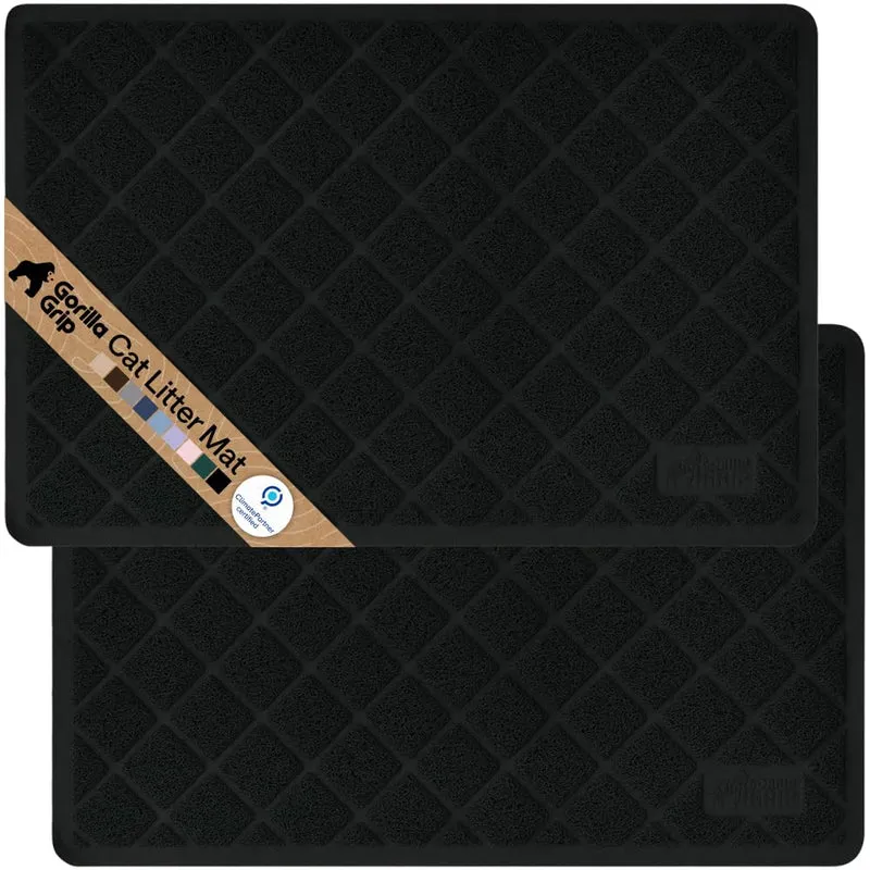 GORILLA GRIP Tapis de litière pour chat 35x23 pouces — Lot de 2, maillage épais, imperméable, sans phtalates