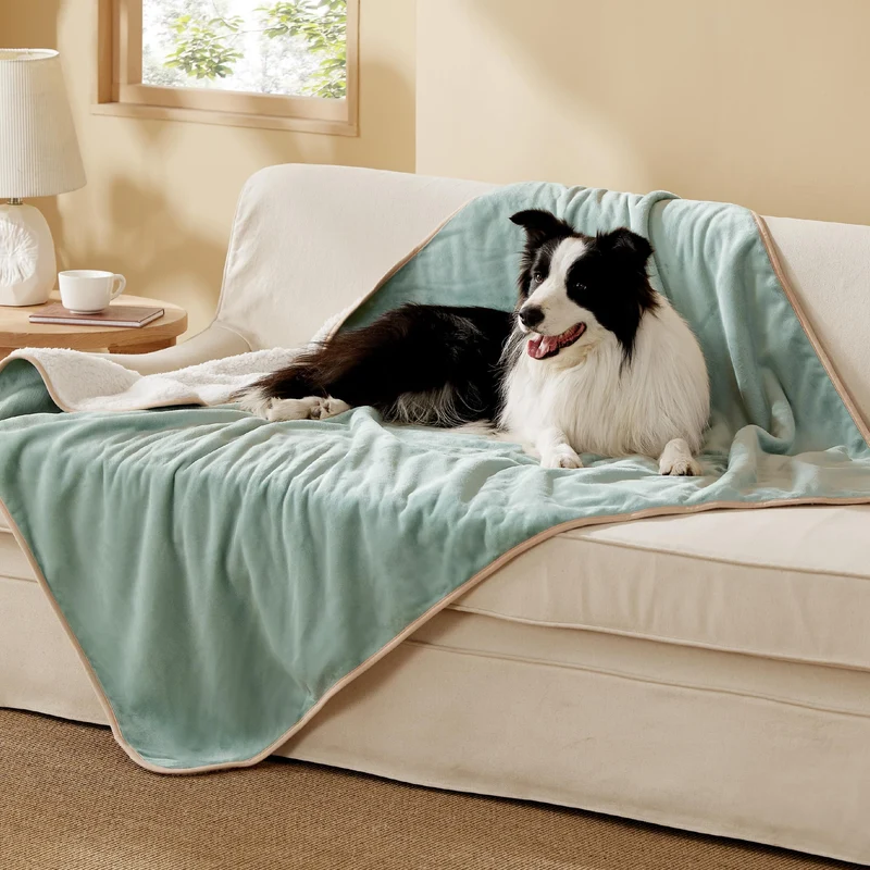 Bedsure Couverture Imperméable pour Chiens XL - 50x60 cm, Sherpa Doux, Protection Canapé, Vert Clair