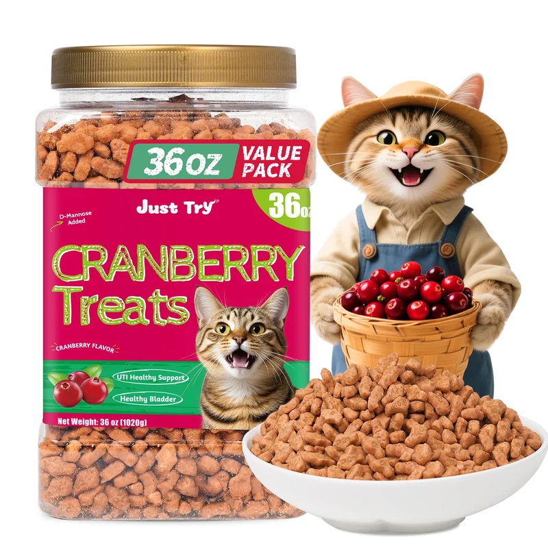 Just Try 36oz – Friandises pour les voies urinaires des chats d’intérieur au saumon, canneberge et D‑mannose