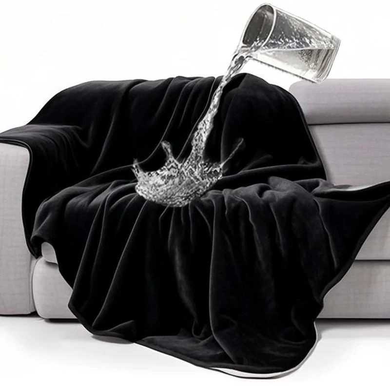gogobunny Couverture Impermeable de Lit – Réversible Sherpa et Flanelle, Protection Canapé et Lits 50x60 po (Noir)