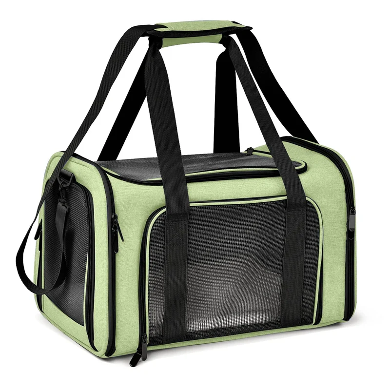 Henkelion Transporteur pour Animaux – Cabine Avion, Souple et Pliable, Petits et Moyens jusqu’à 6,8 kg – Vert