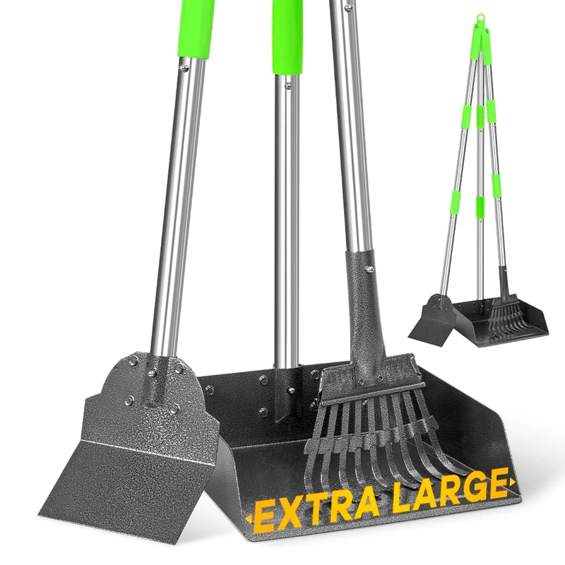 TOOGE Grande Pelle à Déjections pour Chiens – Manche Longue, Plateau Métal Durable