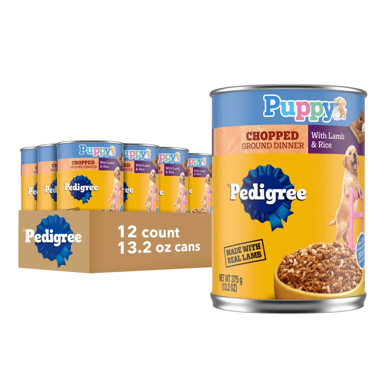 Pedigree – Nourriture humide pour chiots à l’agneau et au riz, boîtes de 374 g, lot de 12
