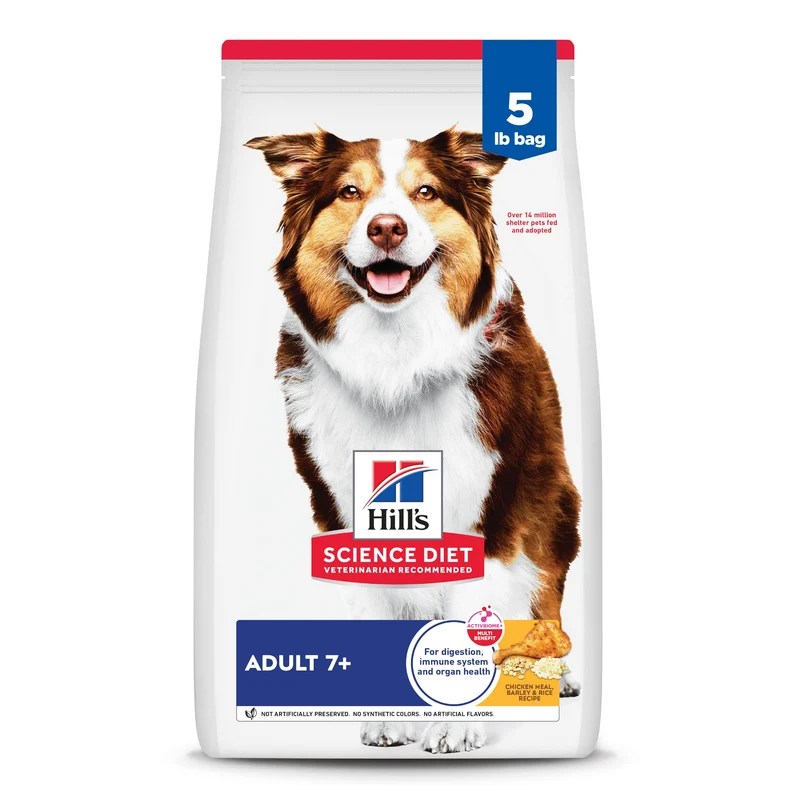 Hill's Science Diet Chien Adulte 7+ – Croquettes au Poulet, Orge et Riz, 5 lb