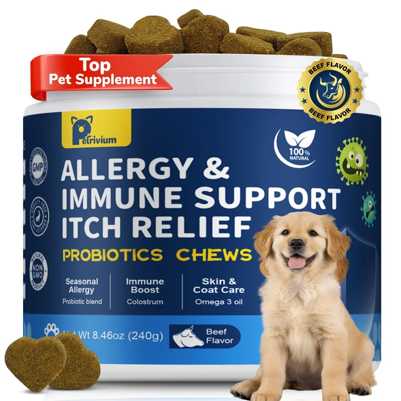 Petrivium – Friandises Allergie et Démangeaisons pour Chiens | Probiotiques & Oméga 3
