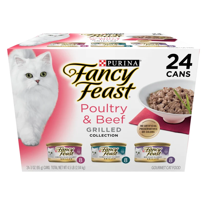 Purina Fancy Feast Grilled – Collection humide pour chat (lot de 24 boîtes, 3 oz)