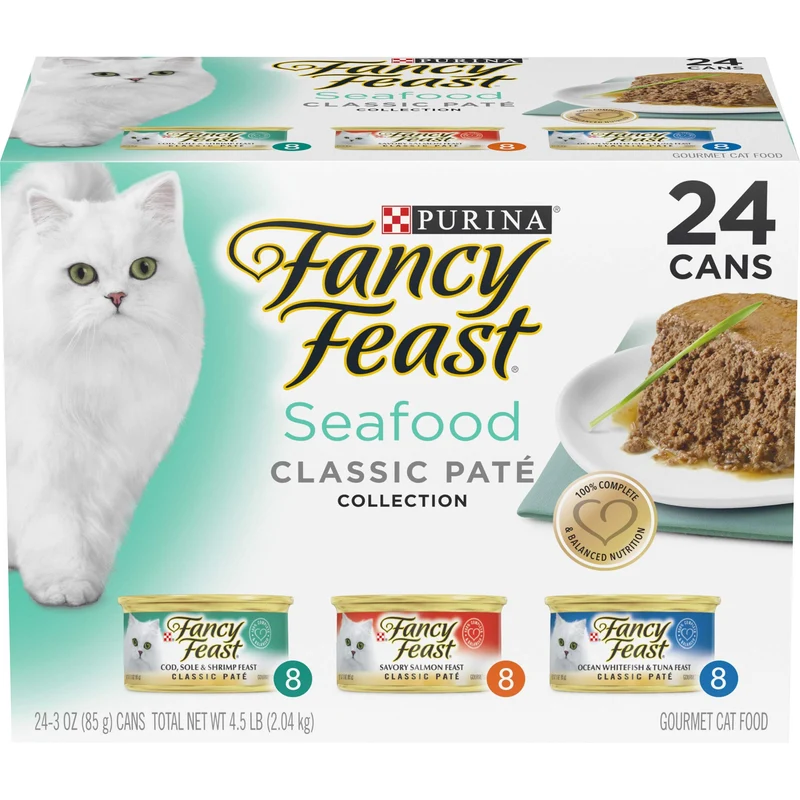 Purina Fancy Feast – Collection Pâté Fruits de Mer Sans Céréales, Lot de 24 Boîtes de 85 g