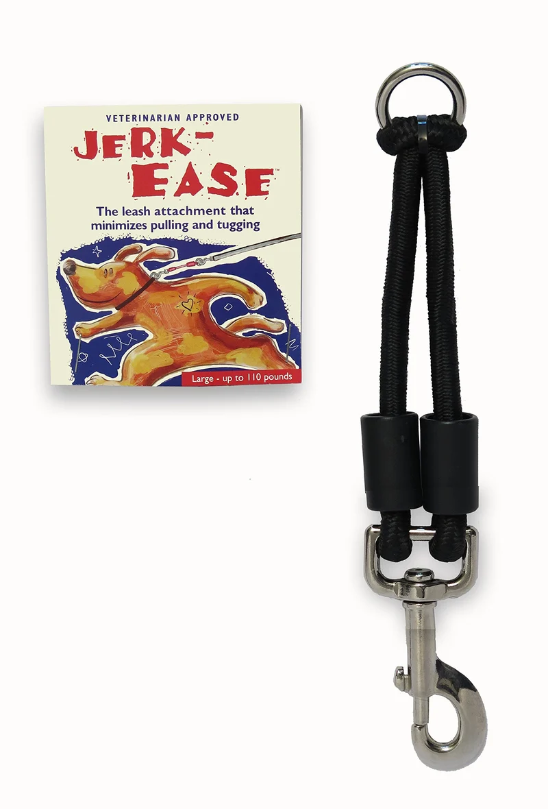 JERK-EASE EXTENSION DE LAISSE BUNGEE POUR CHIENS – Attache amortisseur brevetée protège vous et votre chien – Compatible avec toute laisse et harnais – Taille et couleur ci-dessous