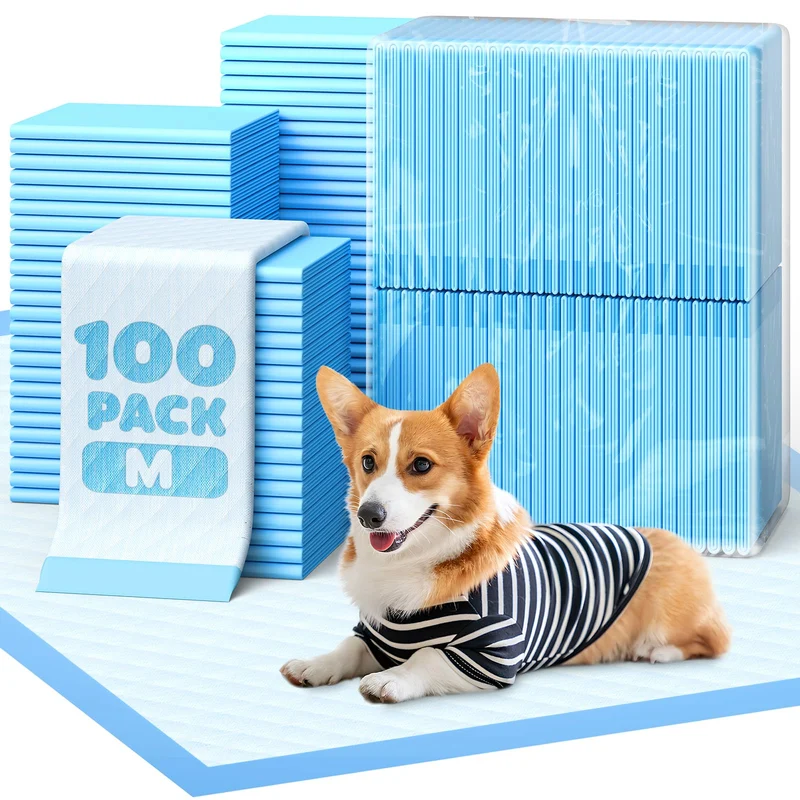 Powools Tapis Propreté pour Chiots – 22 x 22 pouces, Absorbants, 6 Couches, 100 pièces
