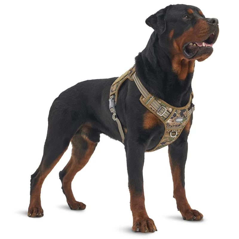 AUROTH Harnais Tactique pour Grand Chien – Anti-Traction, Réglable, Réfléchi, Camouflage Woodland, Taille L
