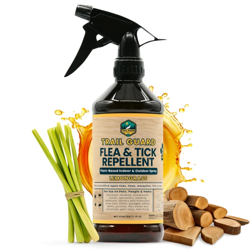 Trail Guard – Pulvérisateur Naturel Extra Fort Anti-Insectes, Puces et Tiques pour Chiens, Chats et Maison – 16onces Parfum Citronnelle