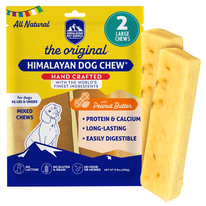 Friandise Himalayan Dog Chew Fromage de Yak au Beurre de Cacahuète – Naturelle, Sans Lactose, 2 Pièces