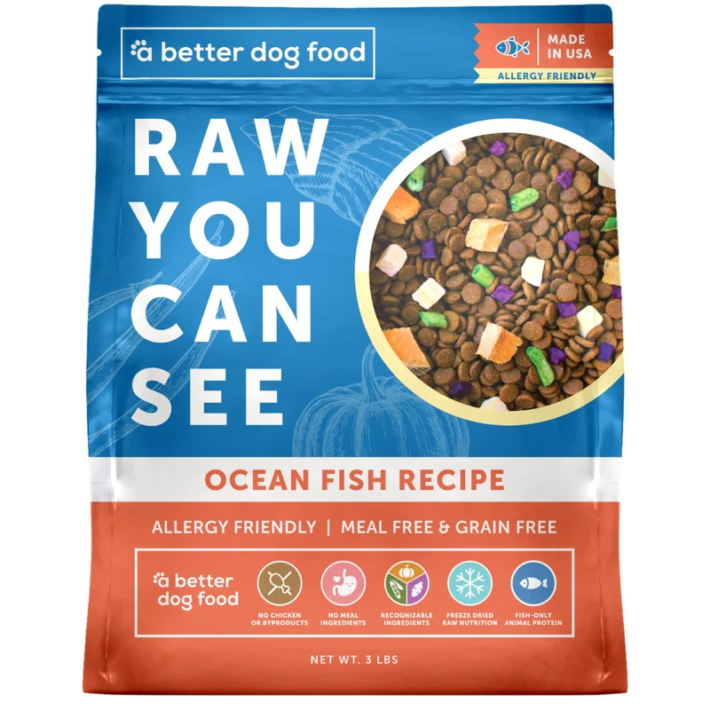 A Better Treat | Nourriture sèche océan pour chiens sensibles — protéine poisson, sans poulet, sans céréales