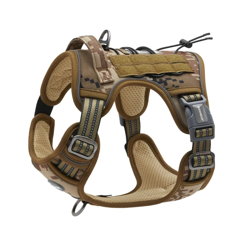 AUROTH Harnais Chien Tactique Desert Camo – Anti-Tirage, Ajustable, Réfléchissant, Taille S