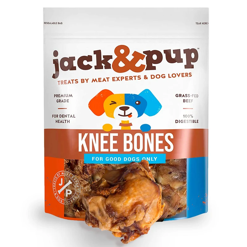 Jack&Pup Os de Boeuf Genou — Lot de 10 pour Grands Chiens