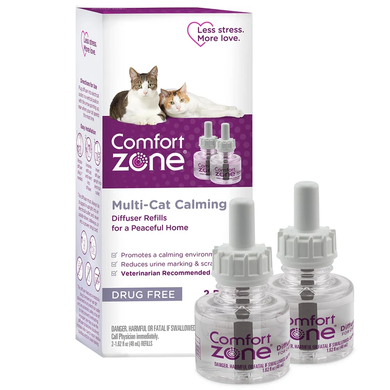 Recharge Diffuseur Calmants Multi-Chats Comfort Zone – 2 Pièces, Phéromones Apaisantes Sans Médicament ni Parfum (30 Jours par Recharge, 60 Jours au Total)