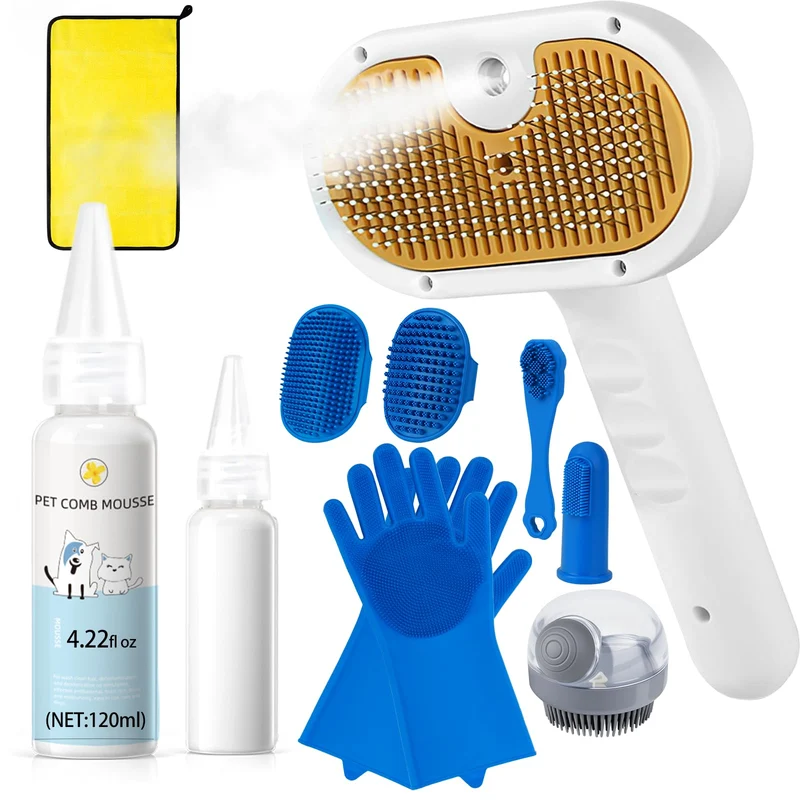 VVVVVW Brosse Vapeur 3 en 1 pour Chiens et Chats – Démêlage, Nettoyage et Massage