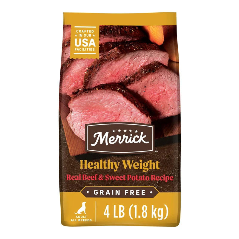 Merrick Alimentation Sec Sans Céréales pour Chien — Gestion du Poids, Boeuf Réel, 4 lb