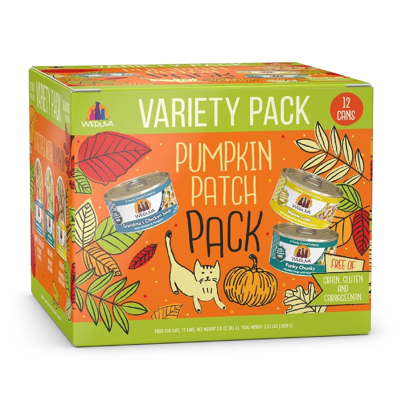 Weruva Nourriture humide pour chat – Pack Pumpkin Patch, variétés 3oz (12 boîtes)