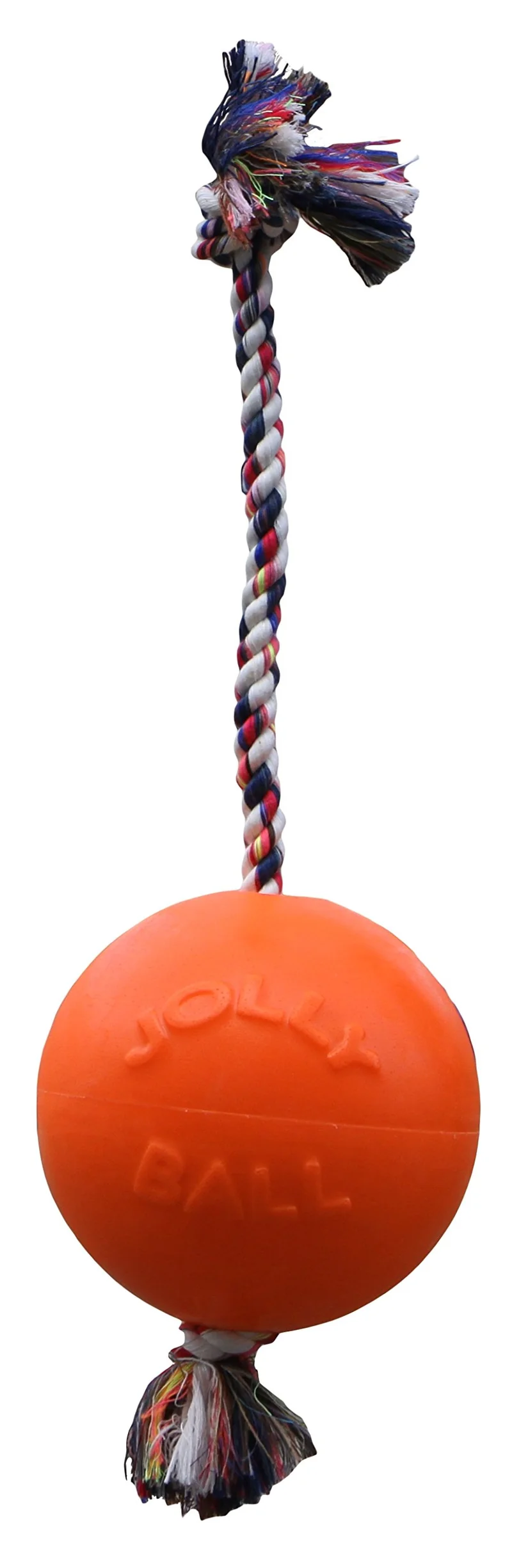 Jolly Pets Romp-n-Roll : Balle et corde pour chien, 8 pouces, grand format, orange