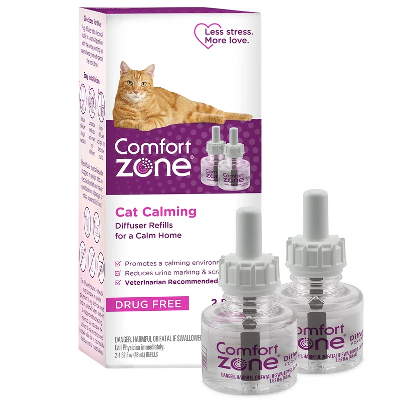 Comfort Zone Recharge Diffuseur Chat Calme – Lot de 2, Phéromones Calmes Sans Parfum, 30 Jours Chacun