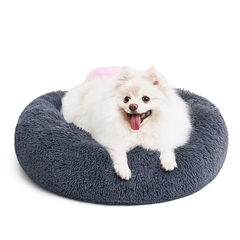 Lit rond orthopédique MIXJOY – Coussin douillet pour chien et chat 23'' Gris-Bleu