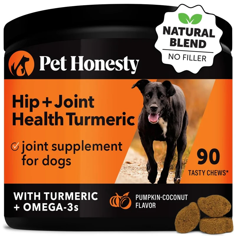 Pet Honesty Hip & Joint Turmeric Health – Bouchées molles pour chiens, mobilité et santé générale – Saveur Potiron (90 bouchées)
