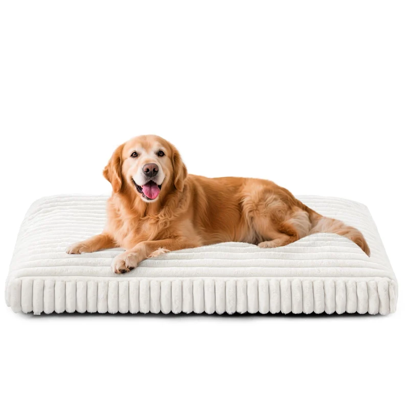 FURTIME – Grand lit pour chien avec housse amovible et lavable, 89x58x10 cm (35x23x4 in) – Crème
