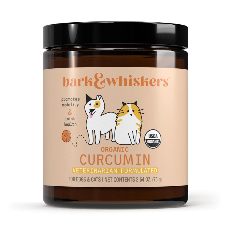 Dr. Mercola Bark & Whiskers Curcumin Biologique — Mobilité et Articulations, Formulé par des Vétérinaires, Non-OGM, USDA Organic