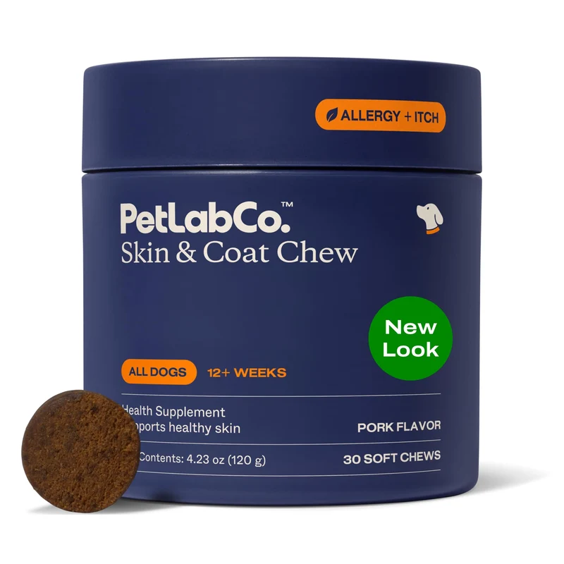 PetLab Co. Friandise peau et pelage — Optimisez la peau et le pelage de votre chien avec une friandise savoureuse, riche en acides gras bénéfiques, vitamines et vinaigre de cidre — Emballage variable