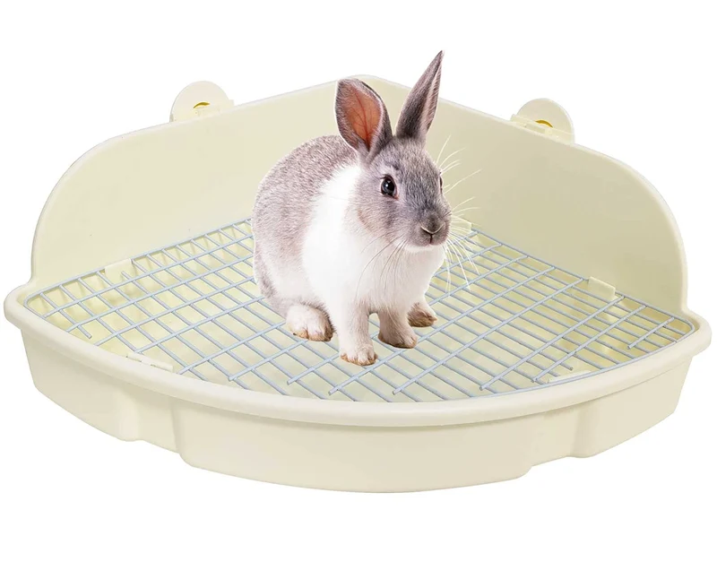 Kathson Toilette Litière Grand Pour Lapin et Petits Animaux – Pot Toilette Cage Robuste et Propre
