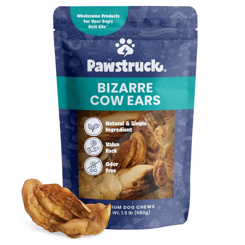 Pawstruck Oreilles de vache - Sans cuir, Digestibles, Faible calories - Sachet 1,5 lb