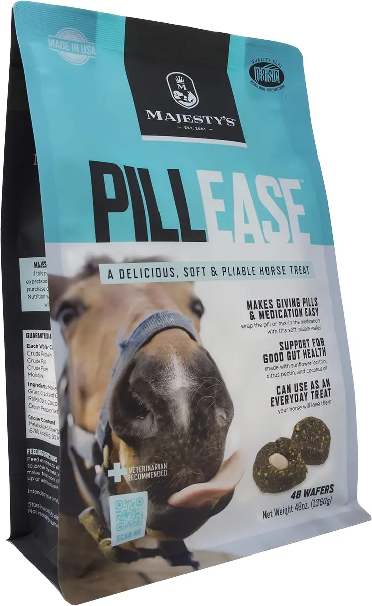 Majesty's PillEase – Friandises pour chevaux pliables, sans cuisson | Facilite l’administration des pilules | 48 bouchées, fabriqué aux États-Unis